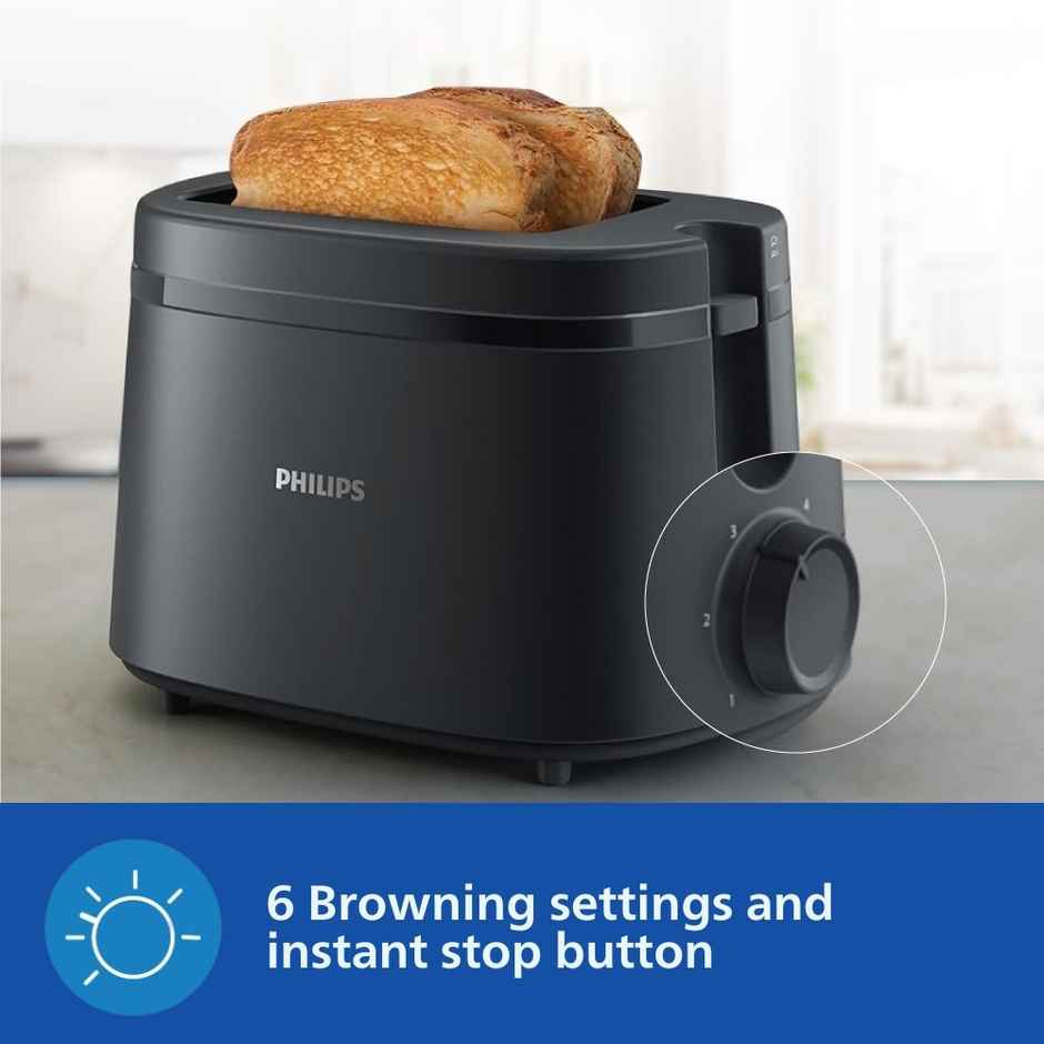Philips HD2510/90 650W 2-Slice Toaster with Integrated Bun Rack, Charcoal Grey