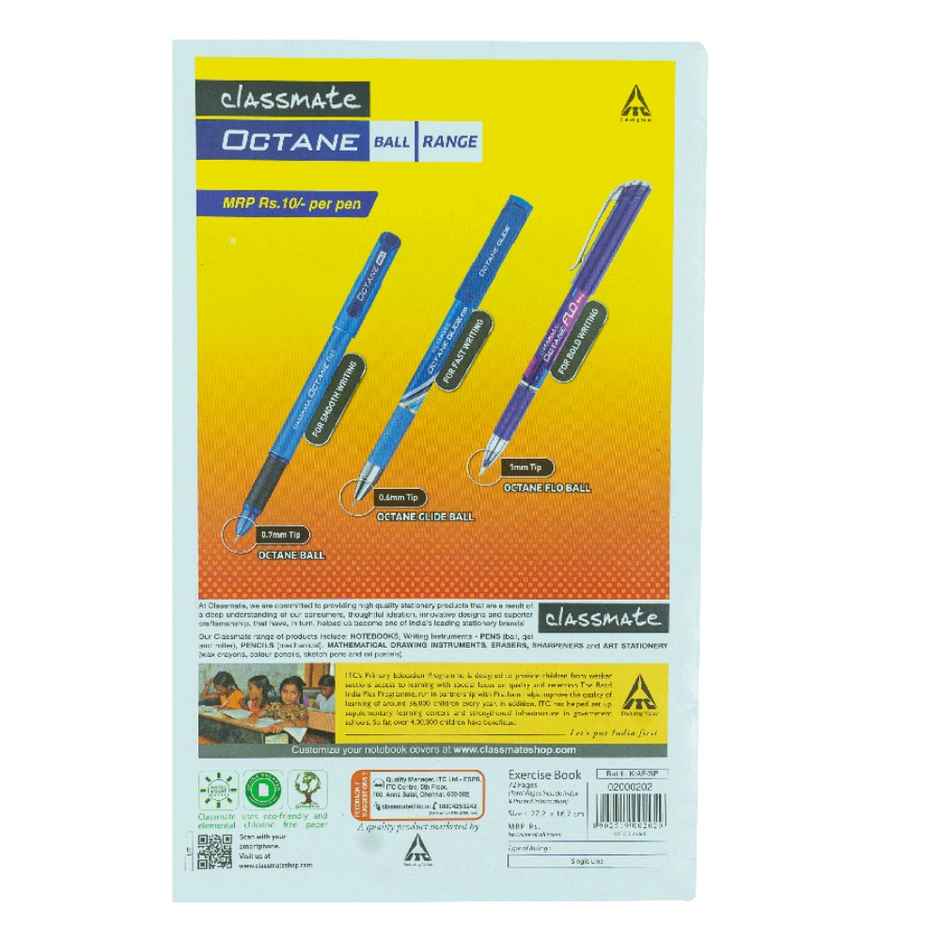 Classmate|Longbook|Soft cover | Single Line|A4|272 x 167|72 pages