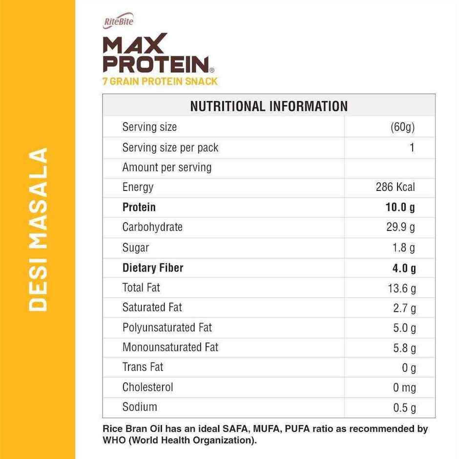 RiteBite Max Protein Desi Masala 10 G Multigrain Protein Chips, Healthy Snacks & Munchies