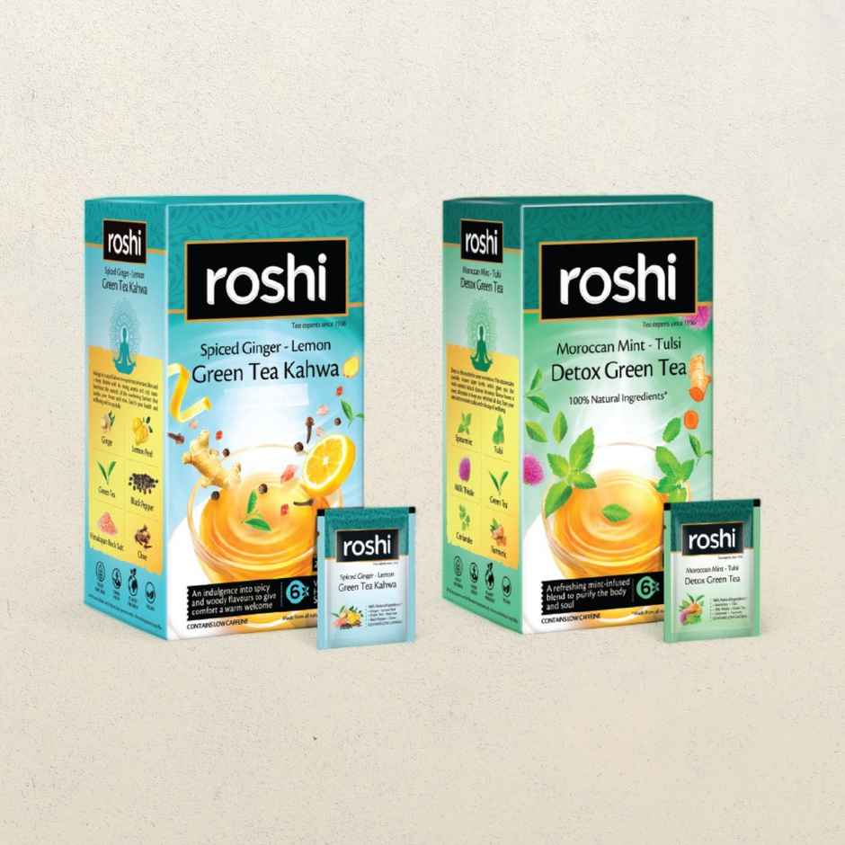 Roshi Desi Kahwa & Detox Green Teabags Combo