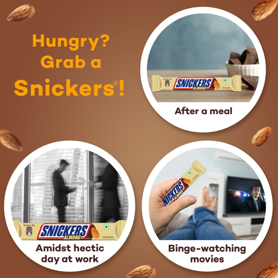 Snickers Almond Filled Chocolate Bar | Loaded with Crunchy Almonds & Caramel 