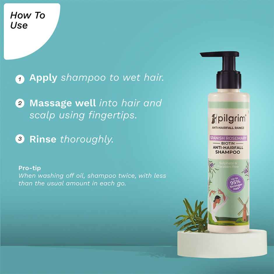 Pilgrim Rosemary & Biotin Anti Hairfall Shampoo for Reducing Hair Loss & Breakage