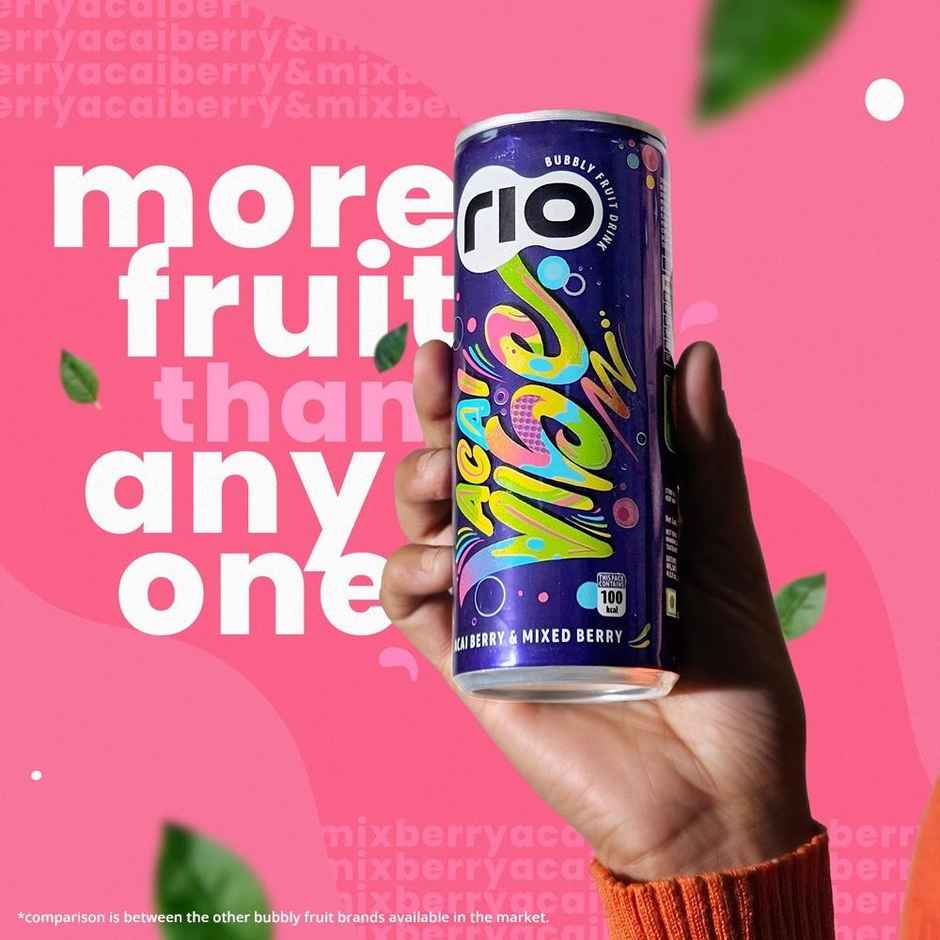 RIO Acai Berry & Mixed Berry Bubbly Fruit Drink Can Combo