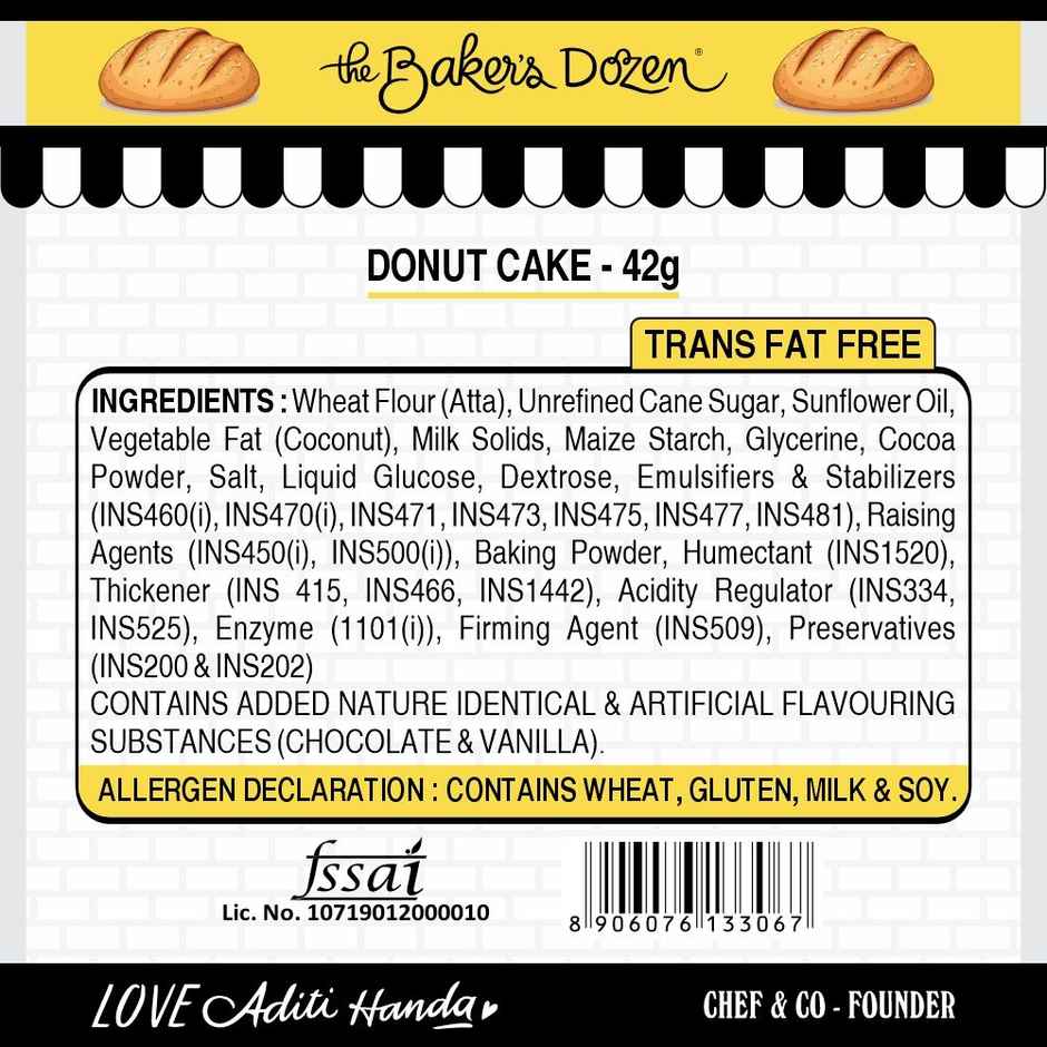 The Baker's Dozen Zero Maida Donut Cake | Small Cake | Tiffin Pack | Creamfills | | Zero Palm Oil