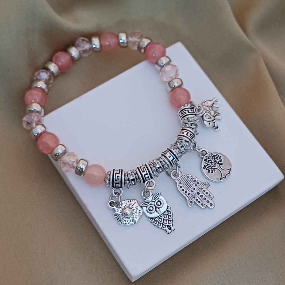 Glass Beads Metal Charms Bracelet Assorted Colours | Gullak