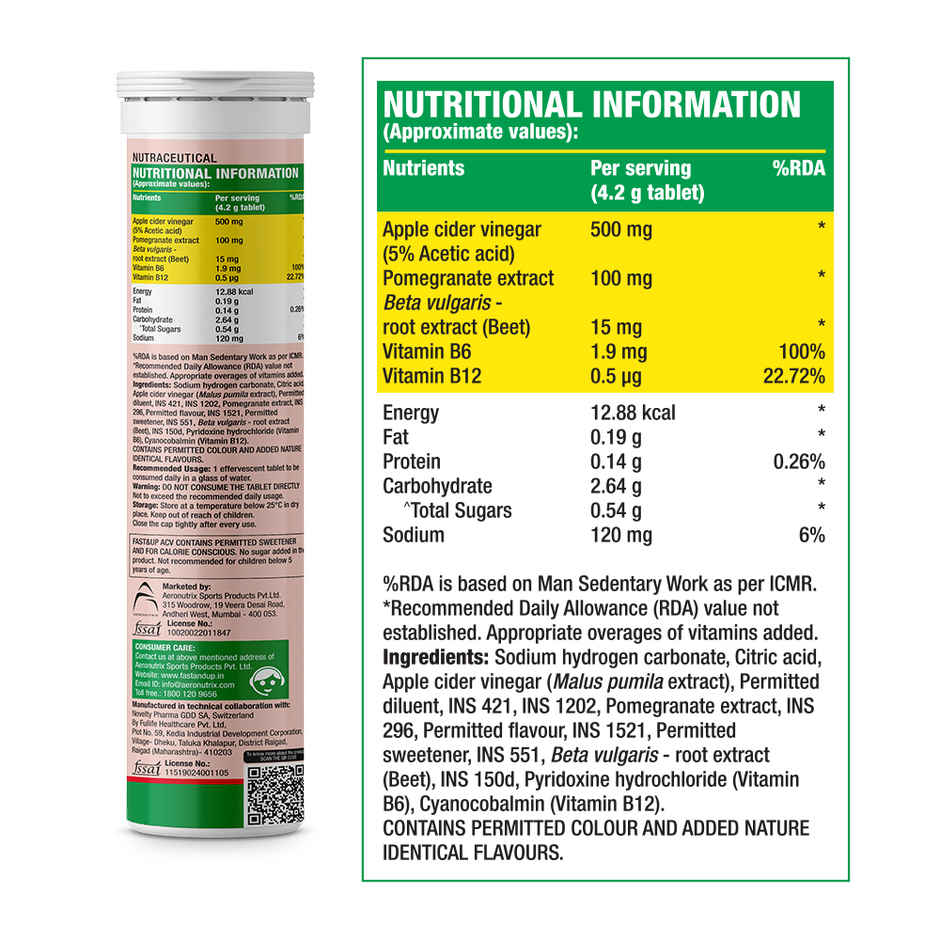 Fast&Up Apple Cide Vinegar For Weight Loss And Detox - Green Apple