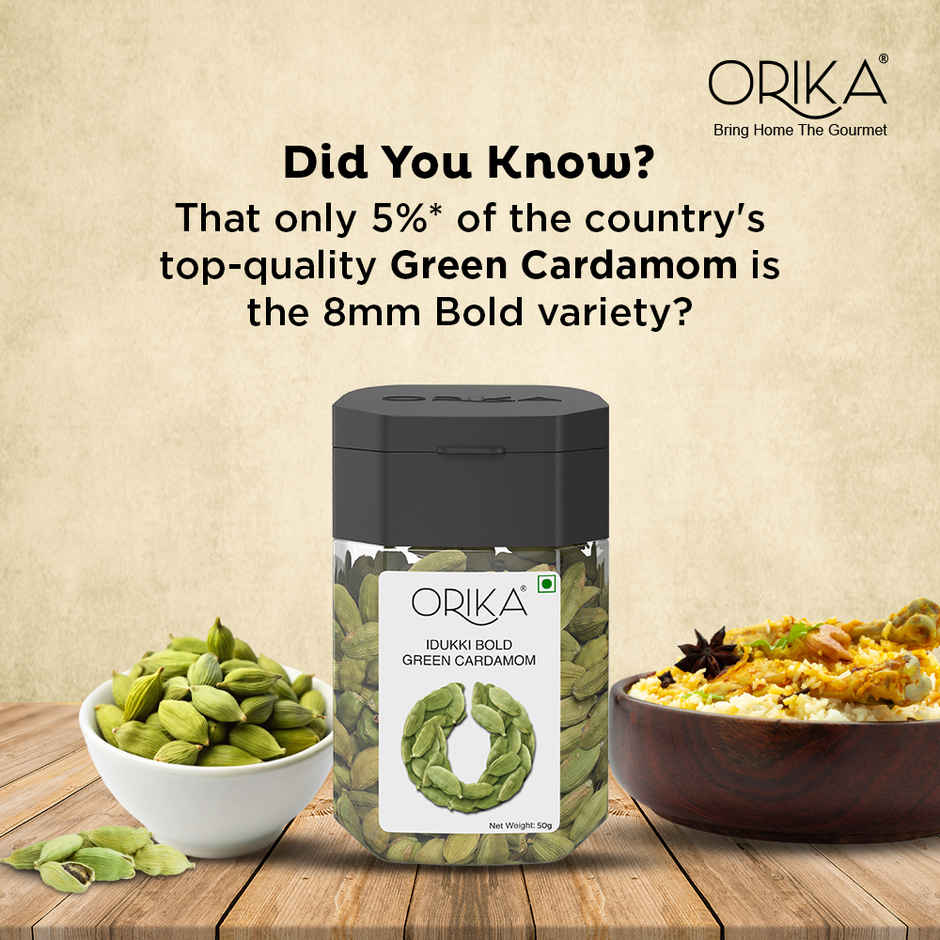 Orika Idukki Bold 8mm Green Cardamom | Hari Elaichi