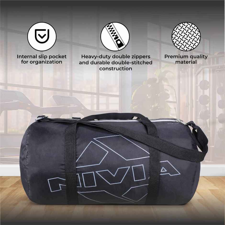 Nivia Enfold 20 Polyester Gym Duffle Bag | Black & Grey | 18 L