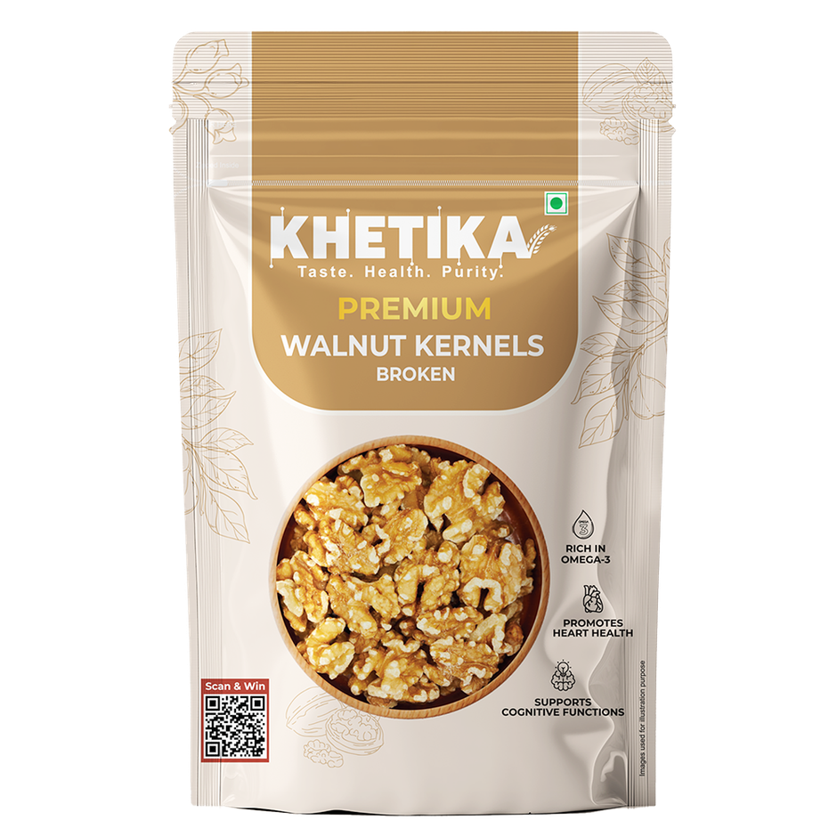 Khetika Premium Broken Walnut | Akhrot | Rich in Omega 3, Protein & Antioxidants