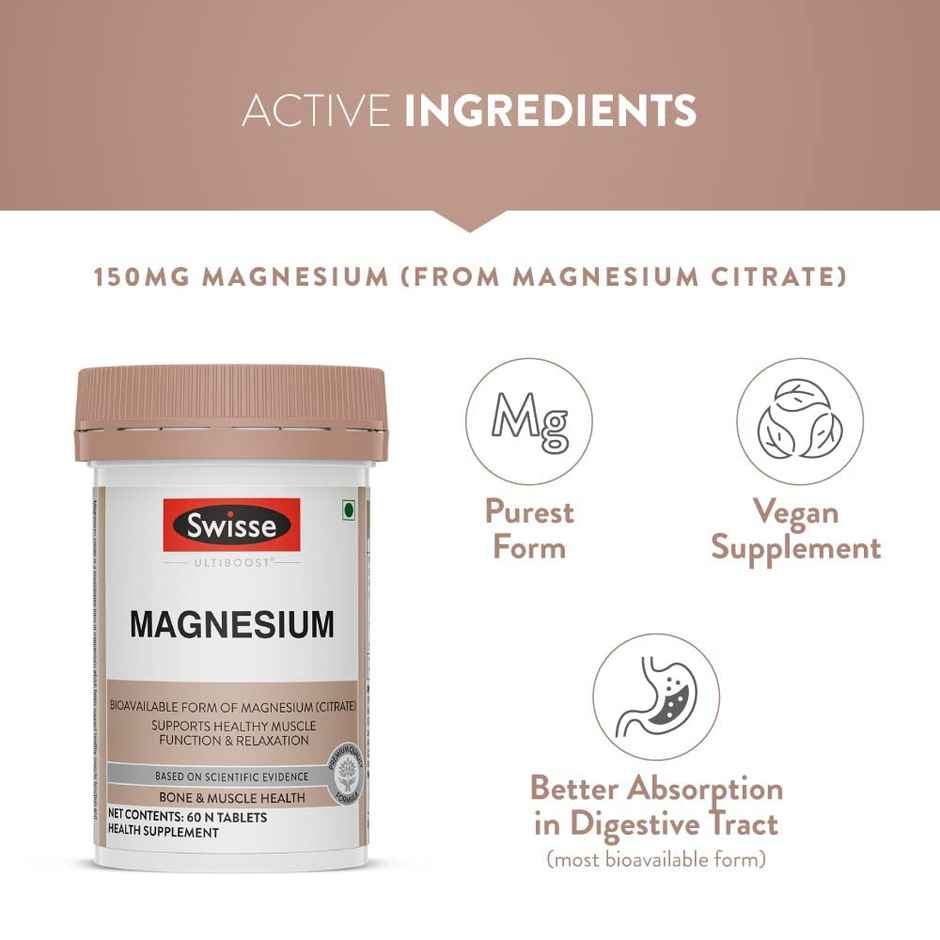 Swisse Magnesium For, Sound Sleep & Stress Relief - Supports Relaxing, Calming - 60 Tablets
