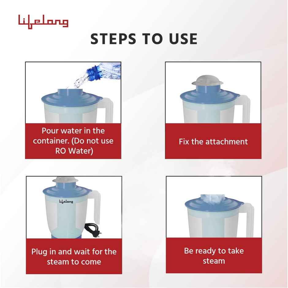 Lifelong LLS99 Steamer and Vaporizer For Cold and Cough Facial Water Adults & Kids (Blue 450 ml)