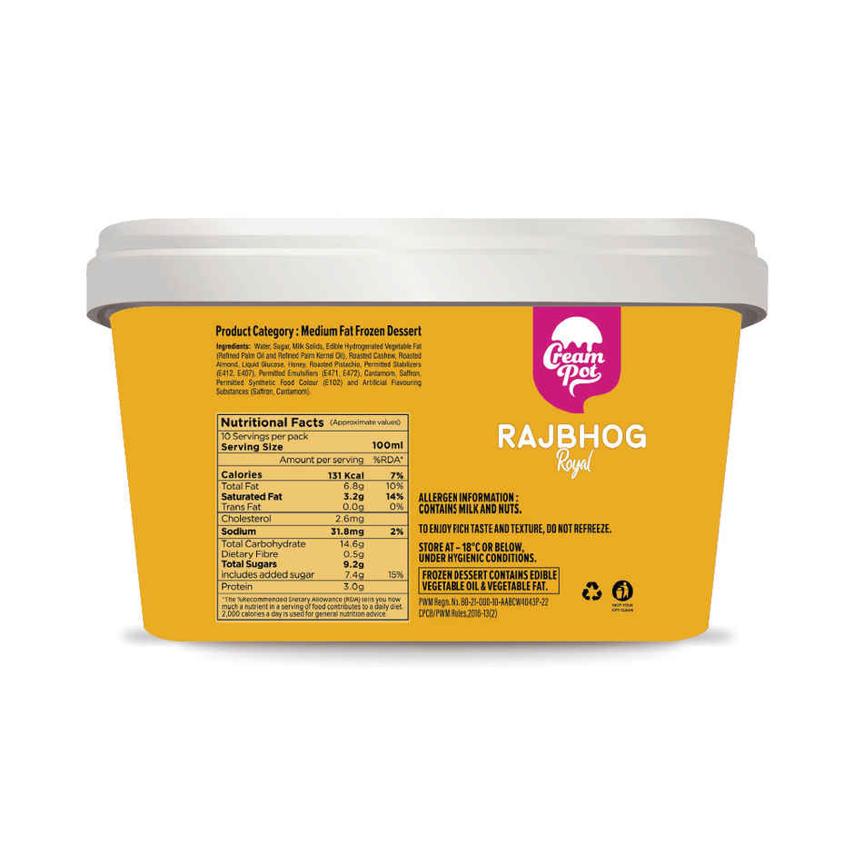 Cream Pot Rajbhog Tub | Frozen Dessert Tub