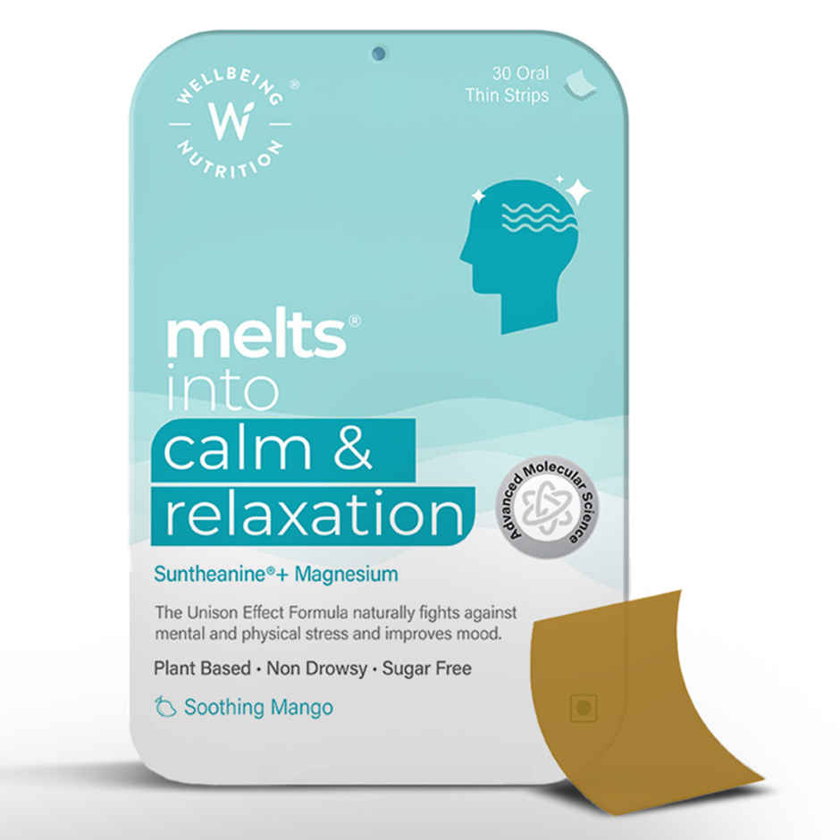 Wellbeing Nutrition Melts Calm & Relaxation Suntheanine L-theanine, Magnesium & Chamomile 30 Strips