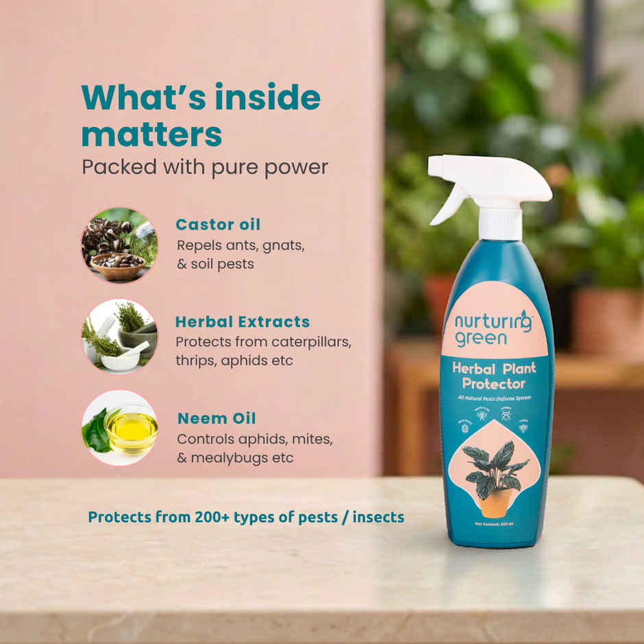 Nurturing Green - Herbal Plant Protector | 650ml | Plant Spray Bottle with Neem Oil for Plant Care