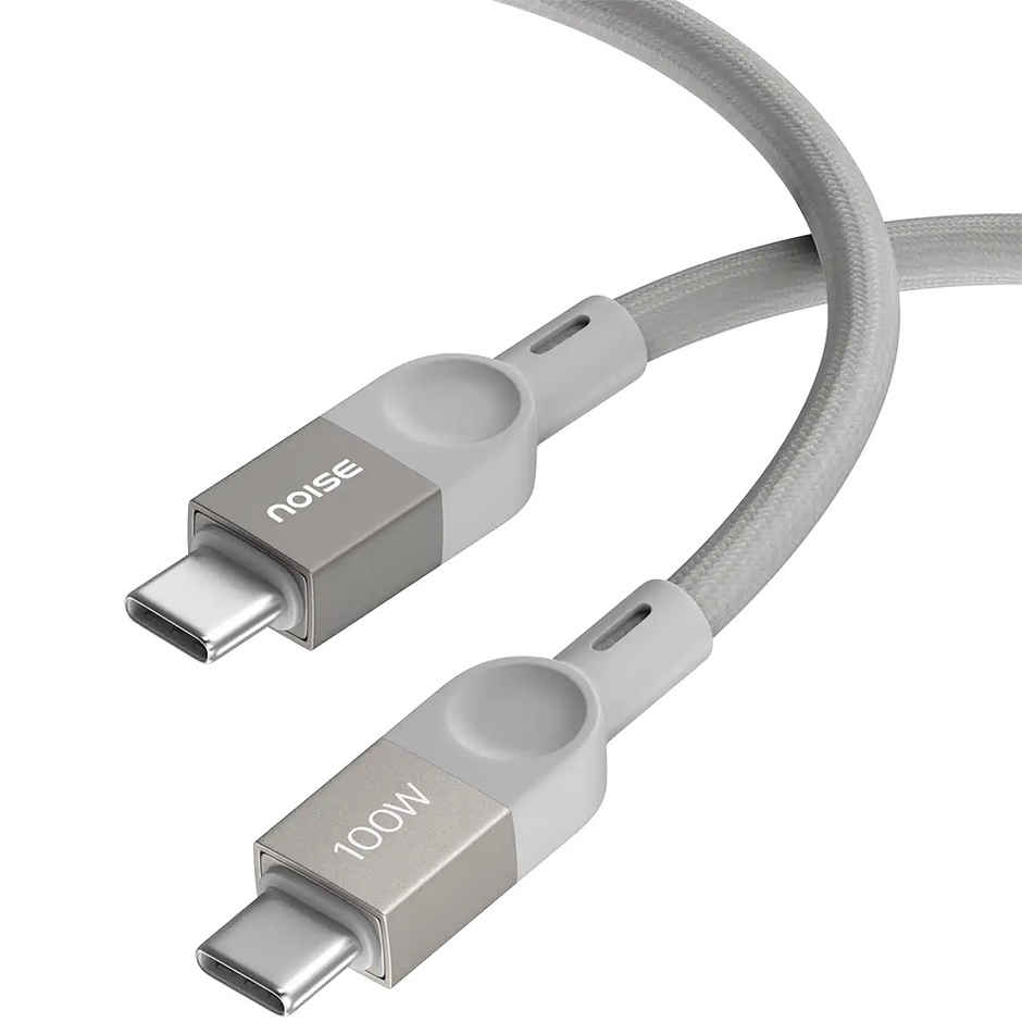 Noise Power Series 100W Braided Type-C to Type-C Cable, 1 Meter, Fast Charge | Type C Cable for iPhones 15 and Above, All Type C Androids Mobiles, Macbook, USB-C Laptops, other USB-C Devices - Grey