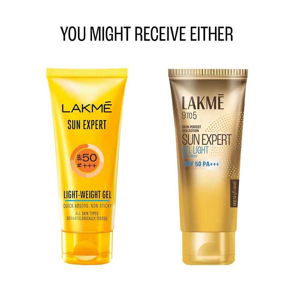 Lakme Sun Expert Gel Light Sunscreen, SPF 50 PA+++ |Uva/B Protection, Matte Finish