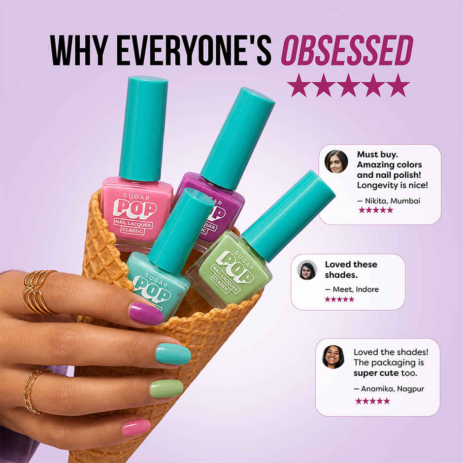 SUGAR POP 4 in 1 Nail Lacquer Kit | 03 Radiant Rainbow | Bright Multi-Shade Set
