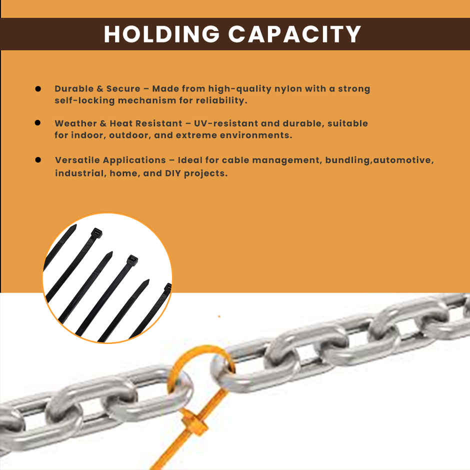 Potauto Cable Ties Multipurpose Teeth Grip Self Locking Cable Tag - 550 mm | White