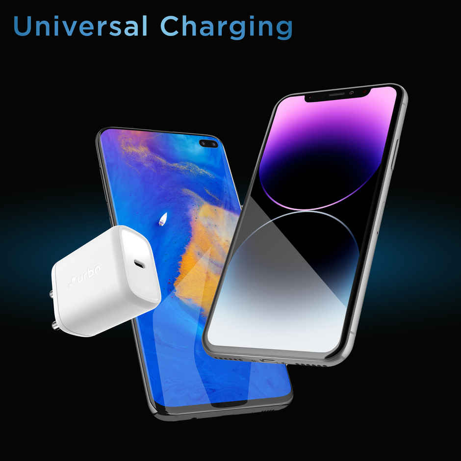 URBN 20W USB C iPhone GaN Charger | 2X Faster Charging | Power Delivery (PD) Adapter |for iPhone 15/14/13/12/11/Pro/Max/Mini | Samsung Galaxy | OnePlus, Pixel, Mi Redmi & More - White