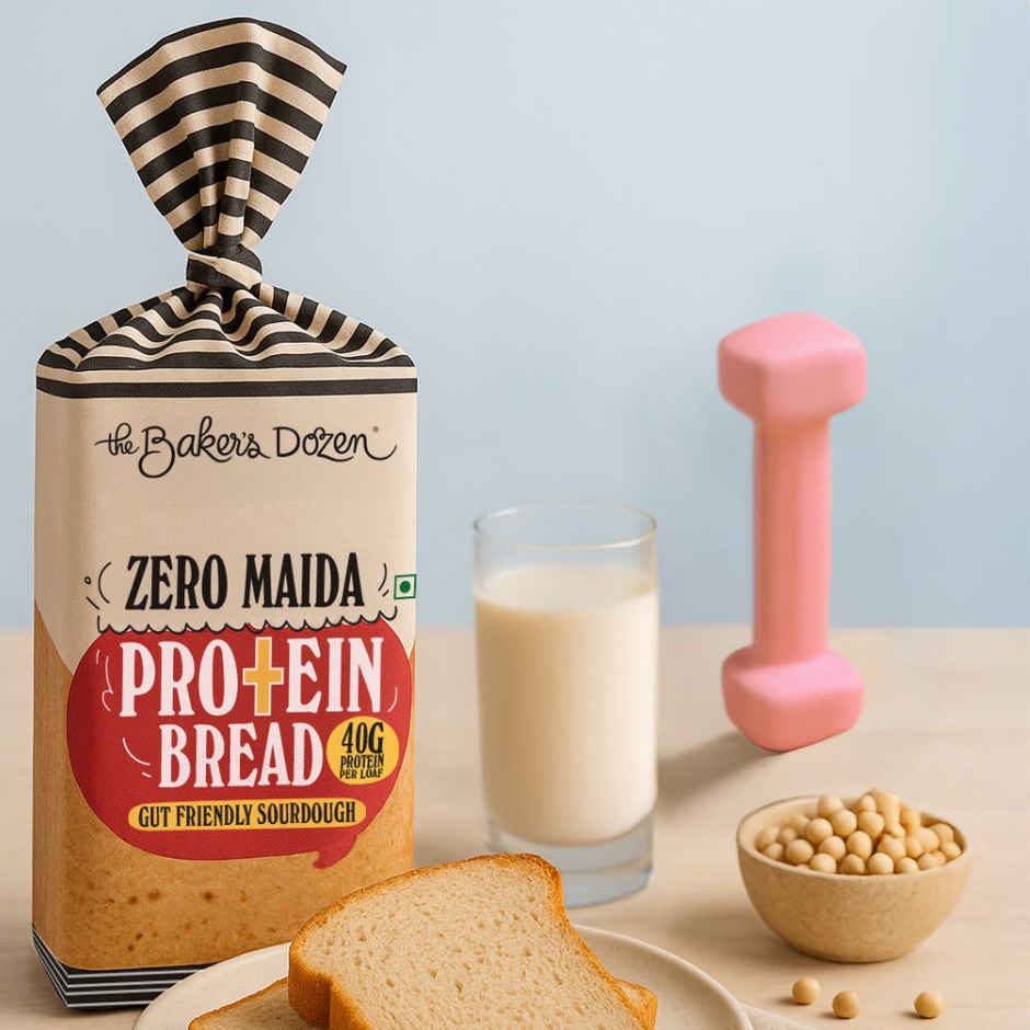 The Baker's Dozen Zero Maida Protein Bread | 40g Protein | Whole wheat | Atta Bread | Sourdough