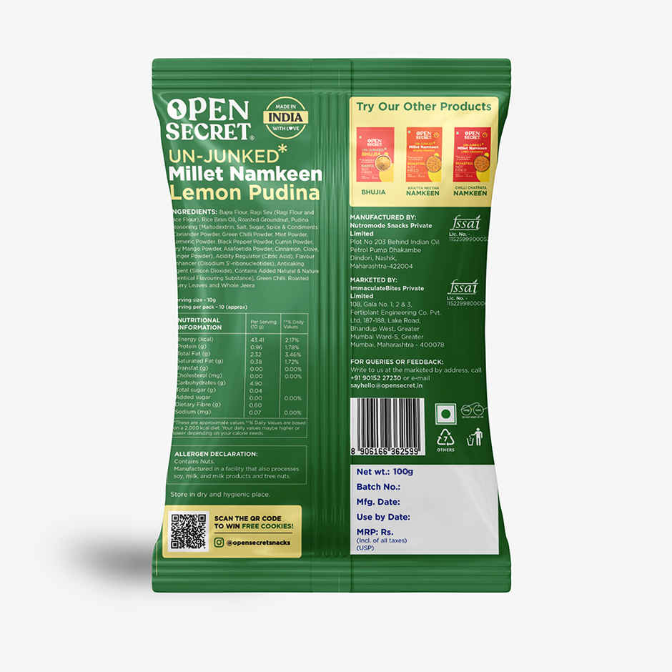 Open Secret Millet Namkeen Lemon Pudina