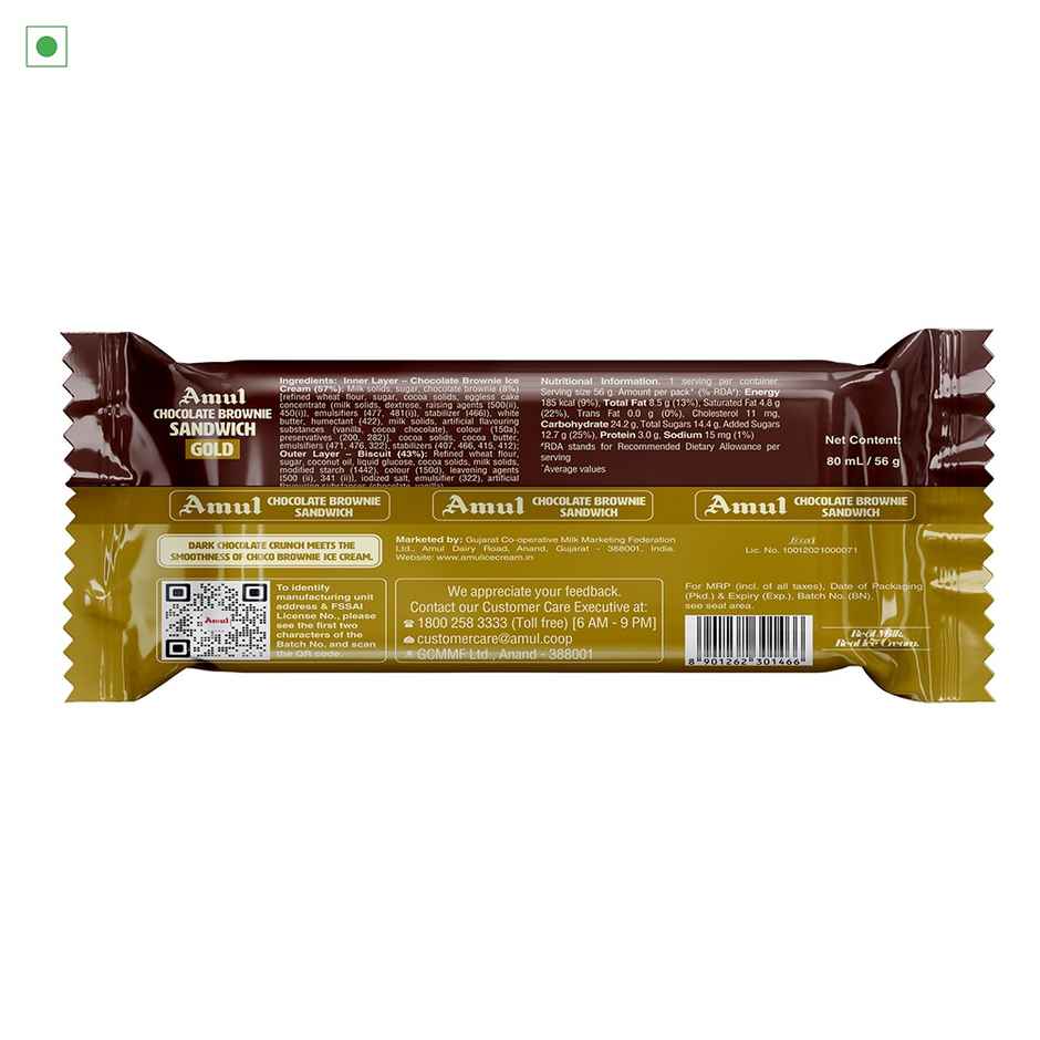Amul Icecream Sandwich Chocolate Brownie Gold