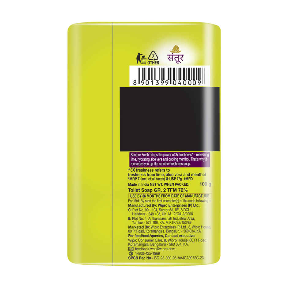 Santoor Fresh Skin | Lime, Aloe Vera and Menthol