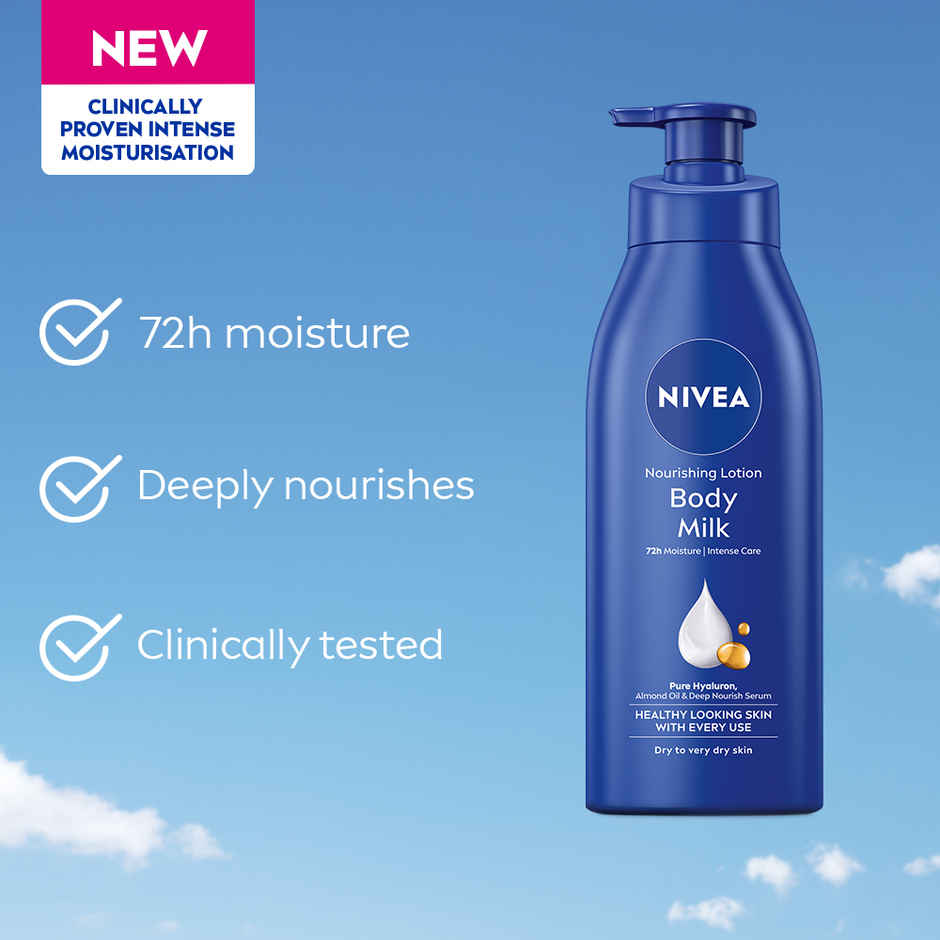 NIVEA Nourishing Body Lotion Body Milk|48 H Moisturization|2X Almond Oil|For Very Dry Skin