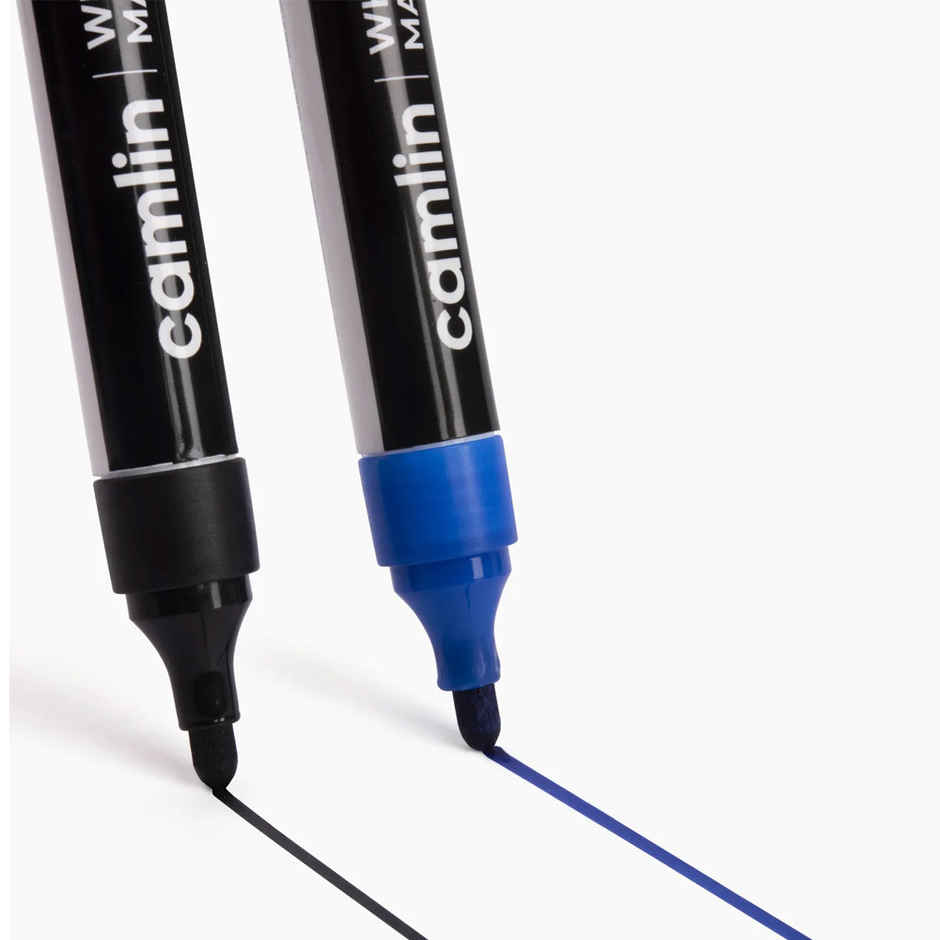 Camlin Whiteboard Marker - Pack Of 2 Assorted Colors (Black, Blue)