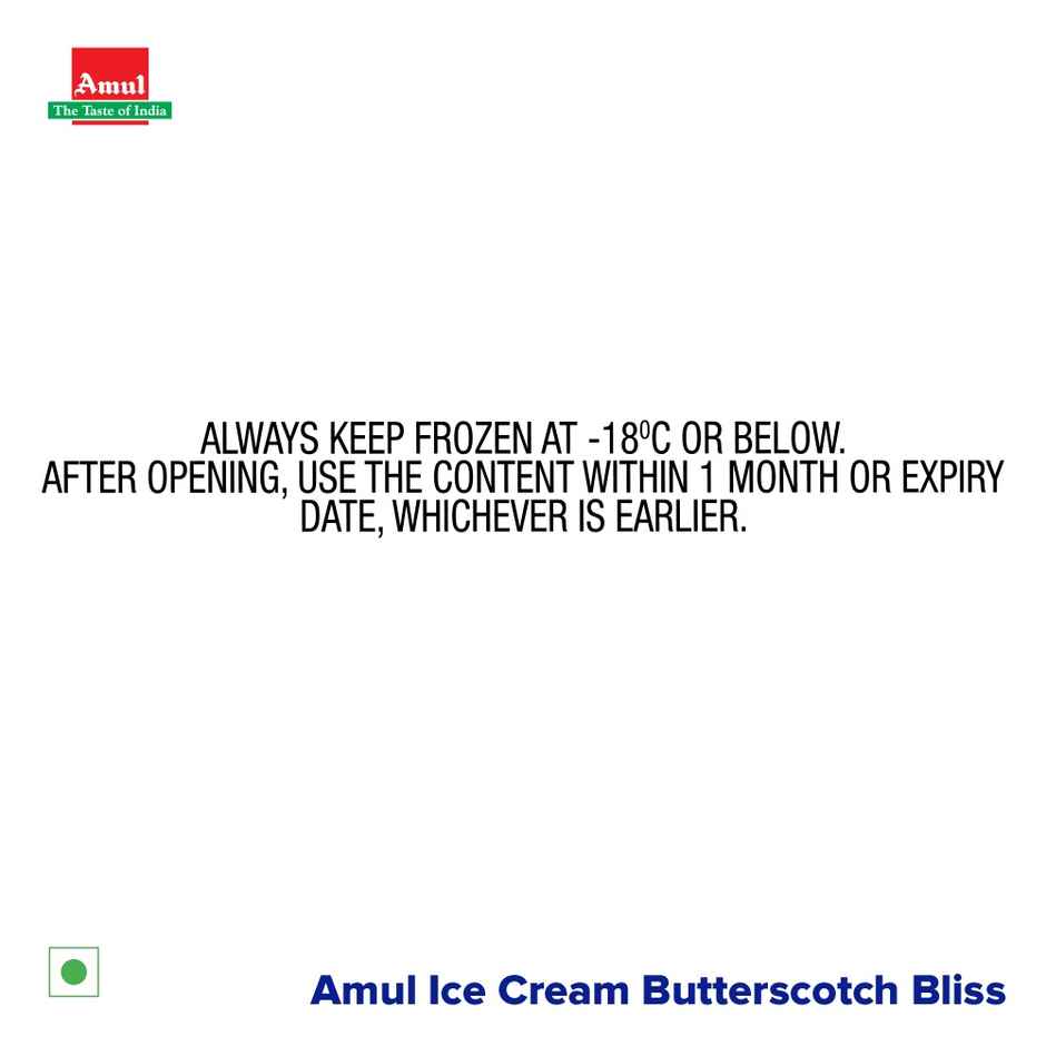 Amul Butter Scotch Bliss Icecream Tub | Creamy & Butterscotch Flavor