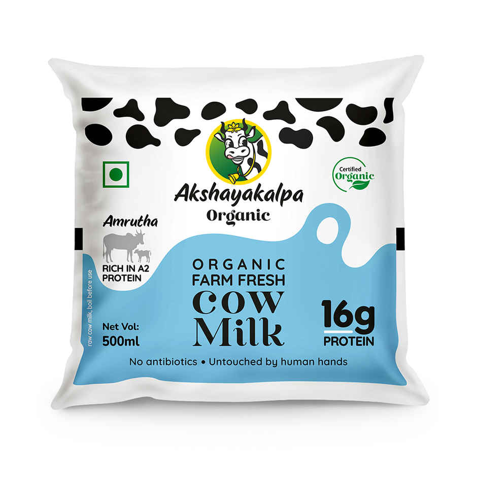 Akshayakalpa Amrutha - A2 Farm Organic Cow Fresh Milk | Pouch