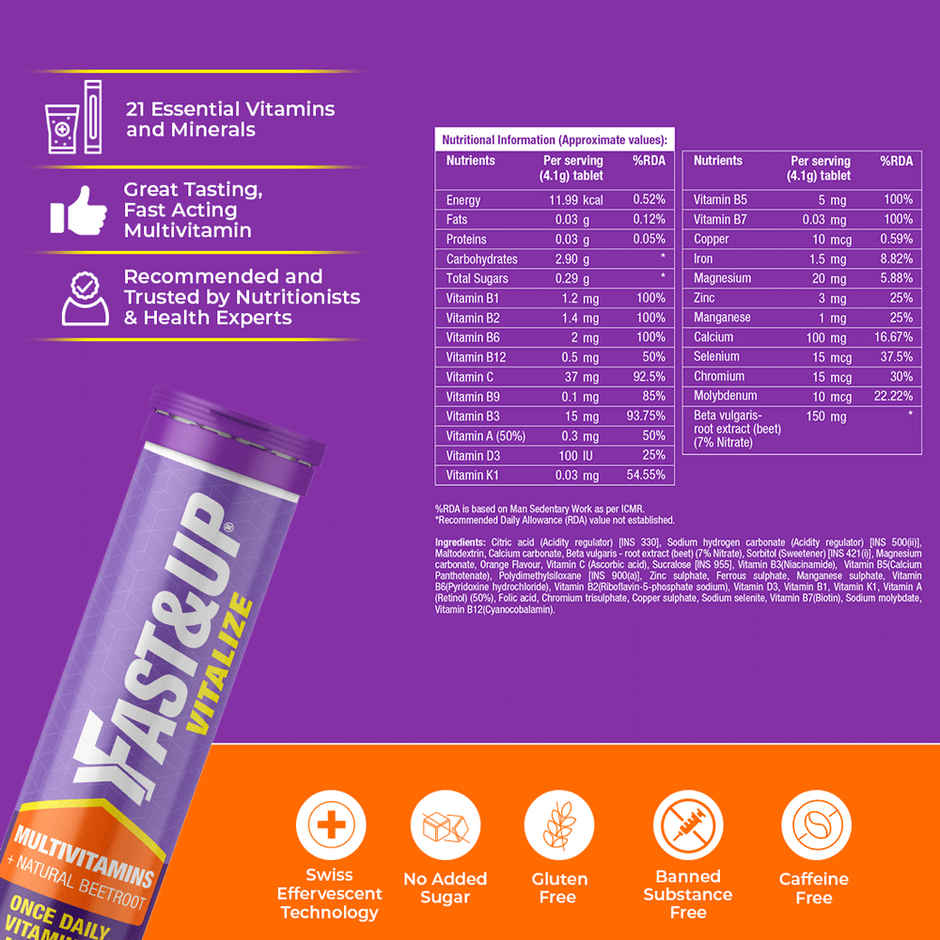 Fast&Up Vitalize Daily Multivitamins - Orange