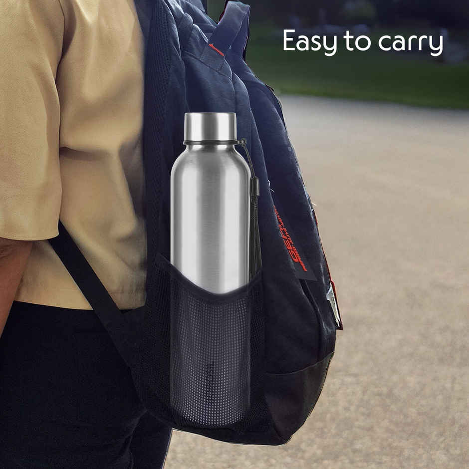 Borosil Laguna Single Wall Stainless Steel Water Bottle | Silver | 1 L