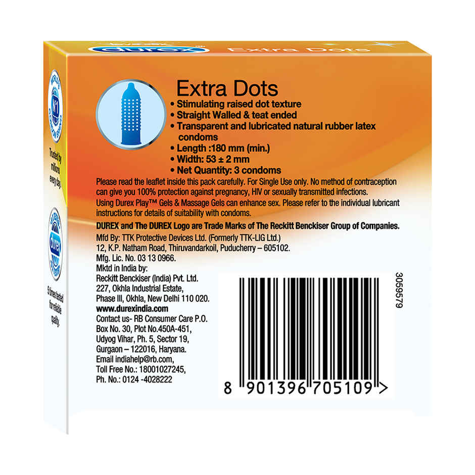 Durex Extra Dots Condom | Dotted Condoms