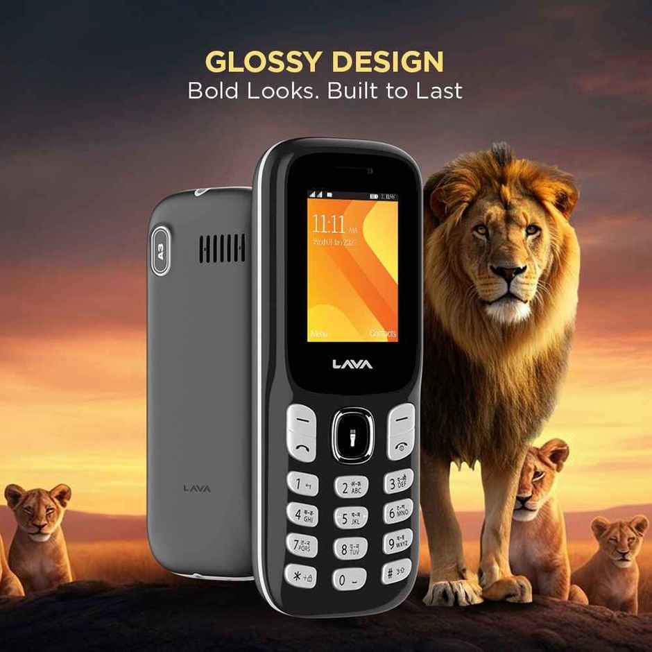 Lava A3 King Dual SIM Keypad Phone | 1.8 inch Display | 1750mAh Battery | Charcoal Grey