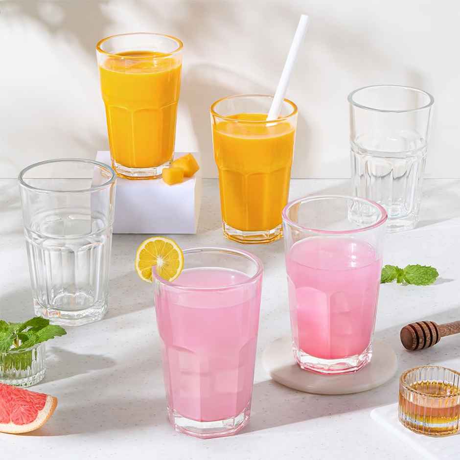 Borosil Eternal 305 ml Set of 6 pcs Transparent Drinking Glass |Borosilicate Glass Tumblers