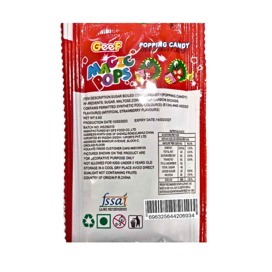 Magic Pops Popping Candy Strawberry Flavor
