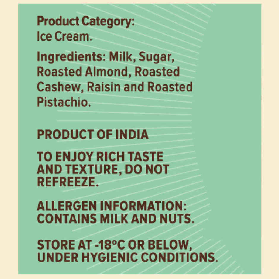 NIC Dry Fruit Overload Ice Cream Tub | Preservative Free | No Artificial Flavors