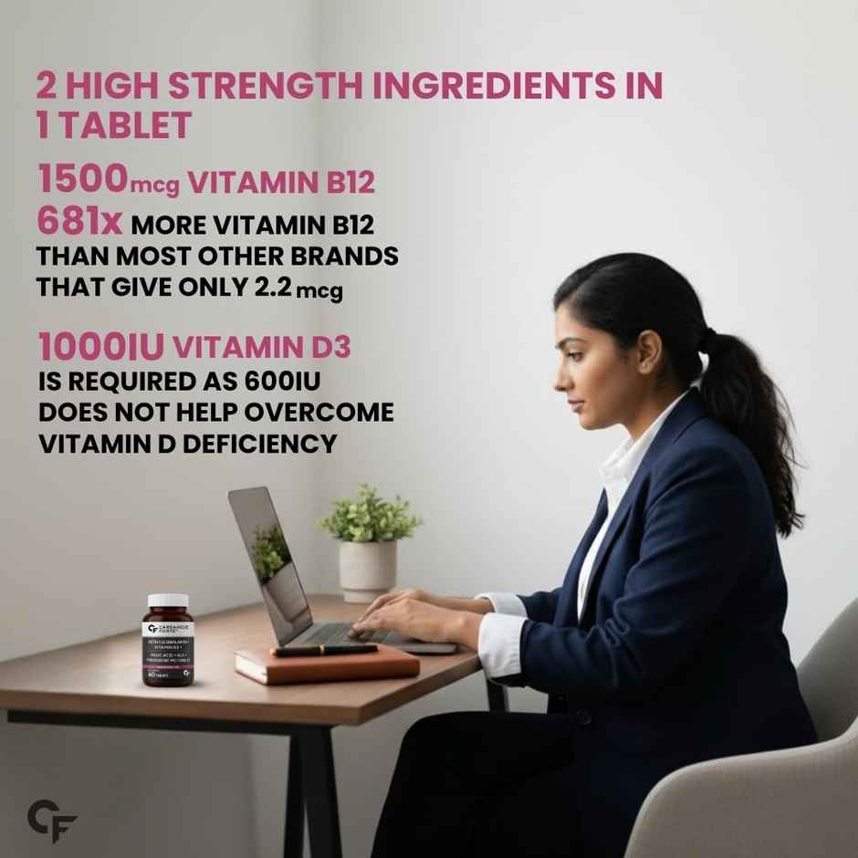 Carbamide Forte Vitamin B12 1500mcg with Vitamin D3 Supplement-60 Tablets