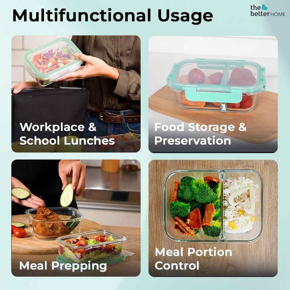 The Better Home Compartment Glass Lunch Box 570Ml
