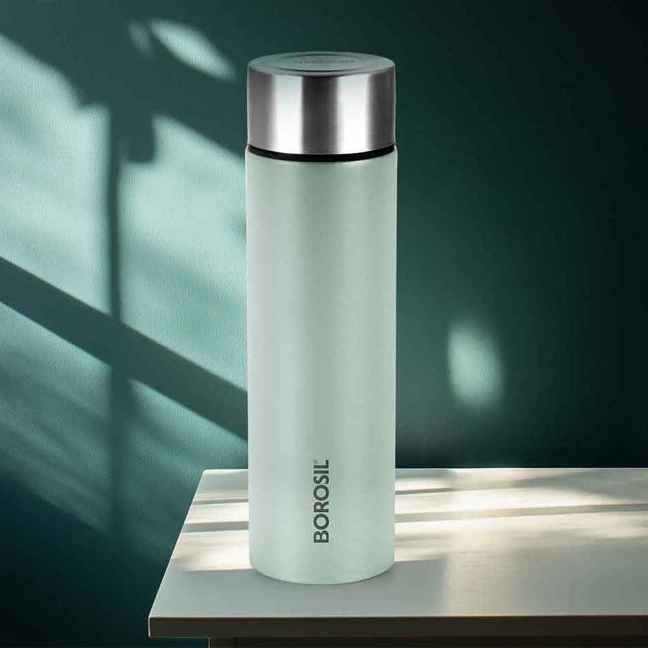 Borosil Coolsip BIS Approved Single Wall Stainless Steel Water Bottle | Mint | 1 L