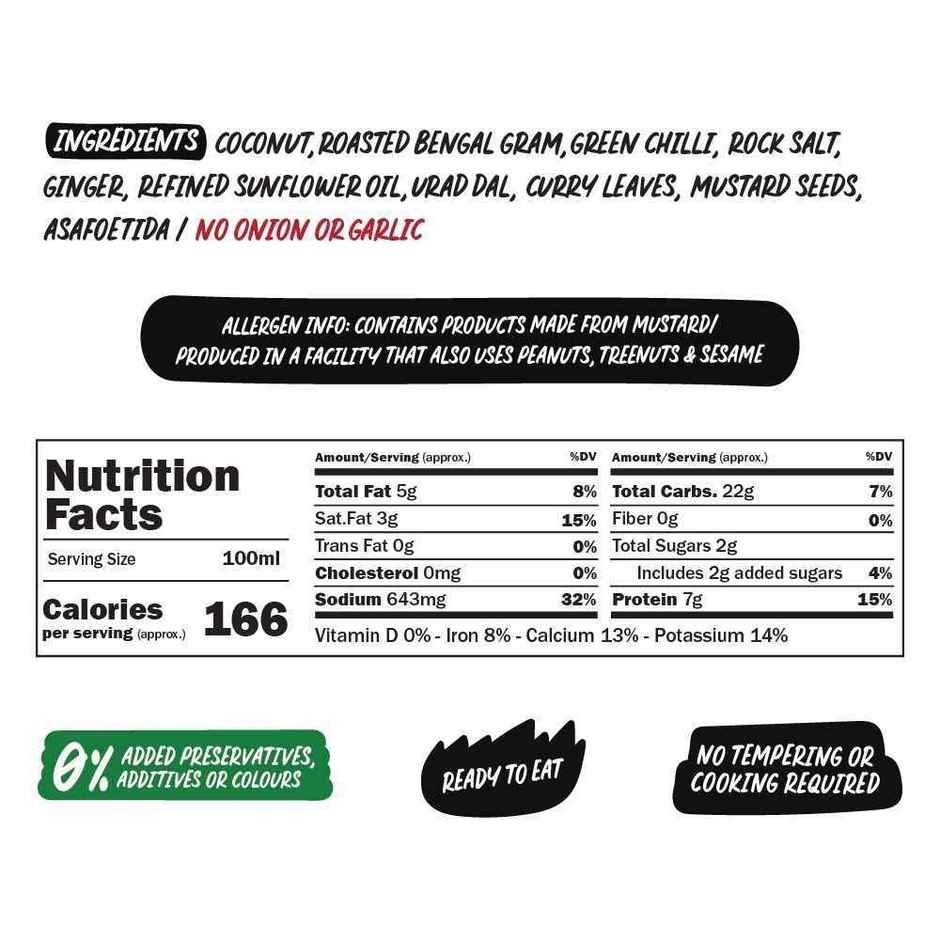 Chutnefy Coconut Chutney - Value Pack | Serves 4-5 People| - 0% Additives-Colours-Preservatives
