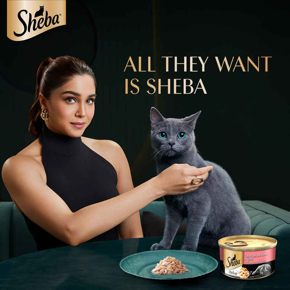 Sheba Deluxe Wet Cat Food Tuna Flakes and Salmon in Gravy | Can