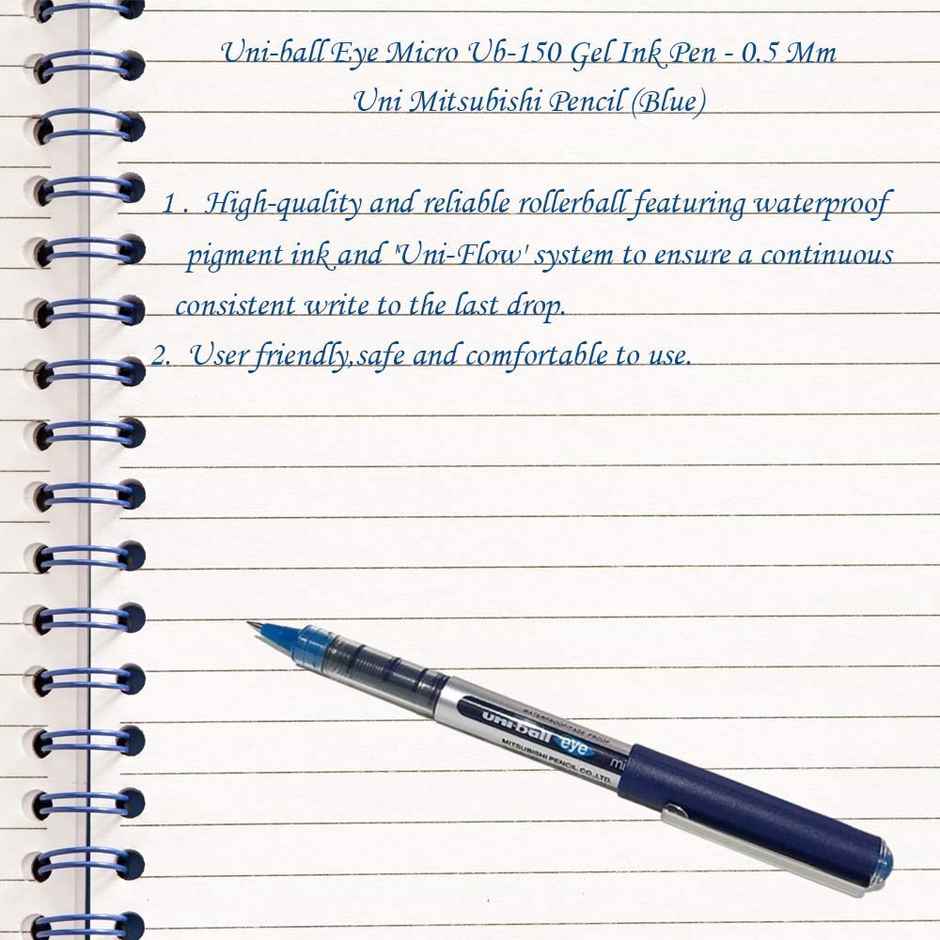 Uniball UB 150 Eye Roller Pens, 0.5 mm Tip, Blue Ink