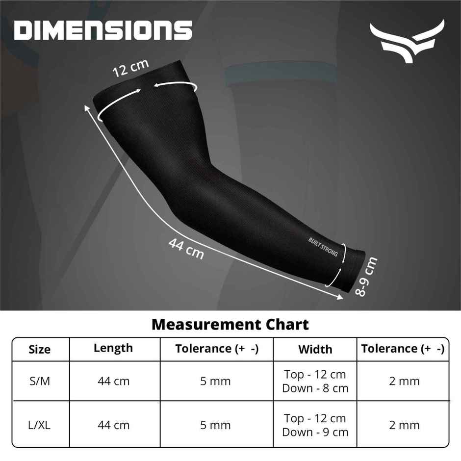 Xtrim Arm Sleeves | UV Tan Protection | For Men & Women | Black | Large