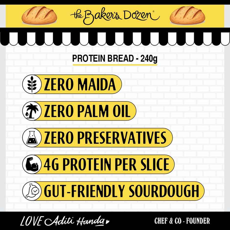 The Baker'S Dozen Zero Maida Protein Bread (240g) & The Baker'S Dozen High Protein Peanut Butter Cookies Biscuits | Artificial Colour-Free Cookies (75g) Combo