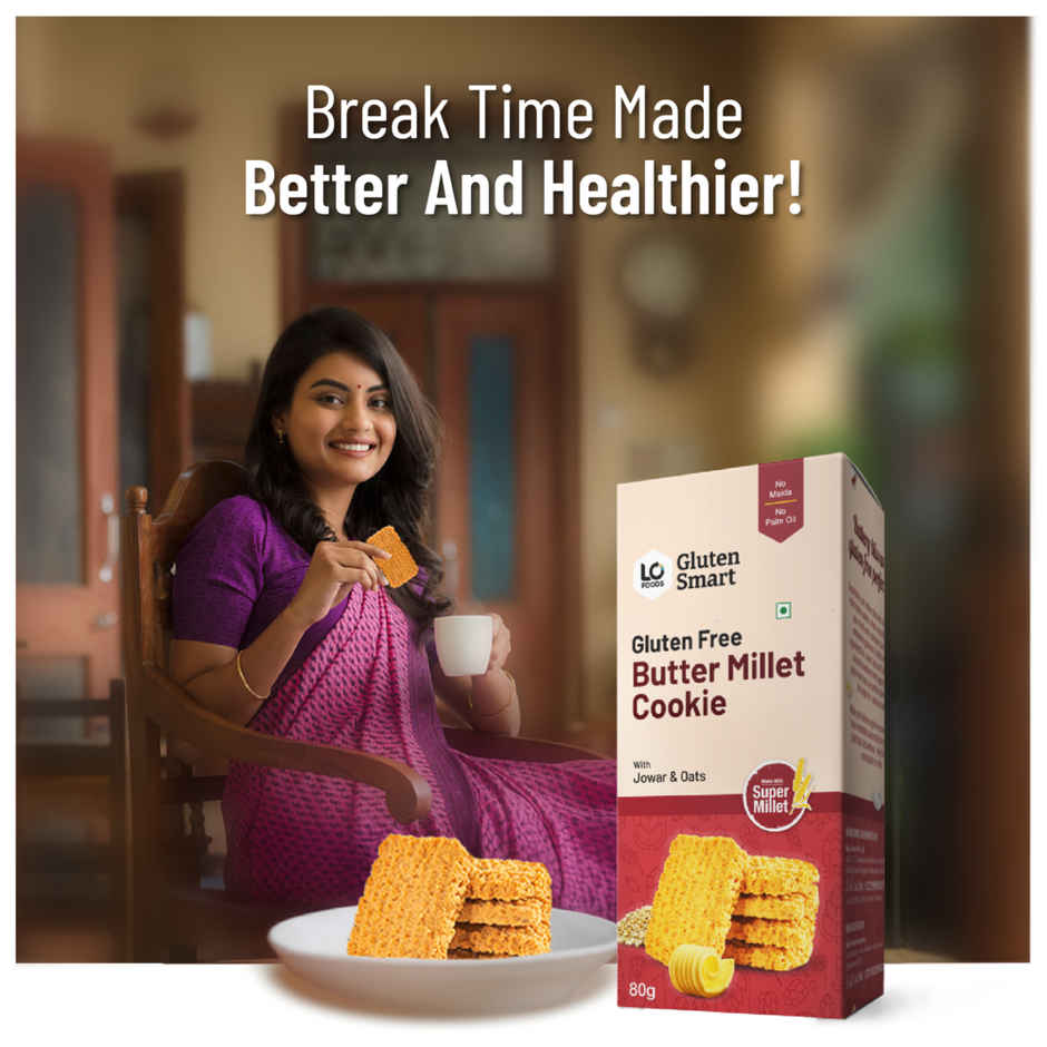 Lo Foods Gluten Free Butter Millet Cookies Biscuit |No Maida