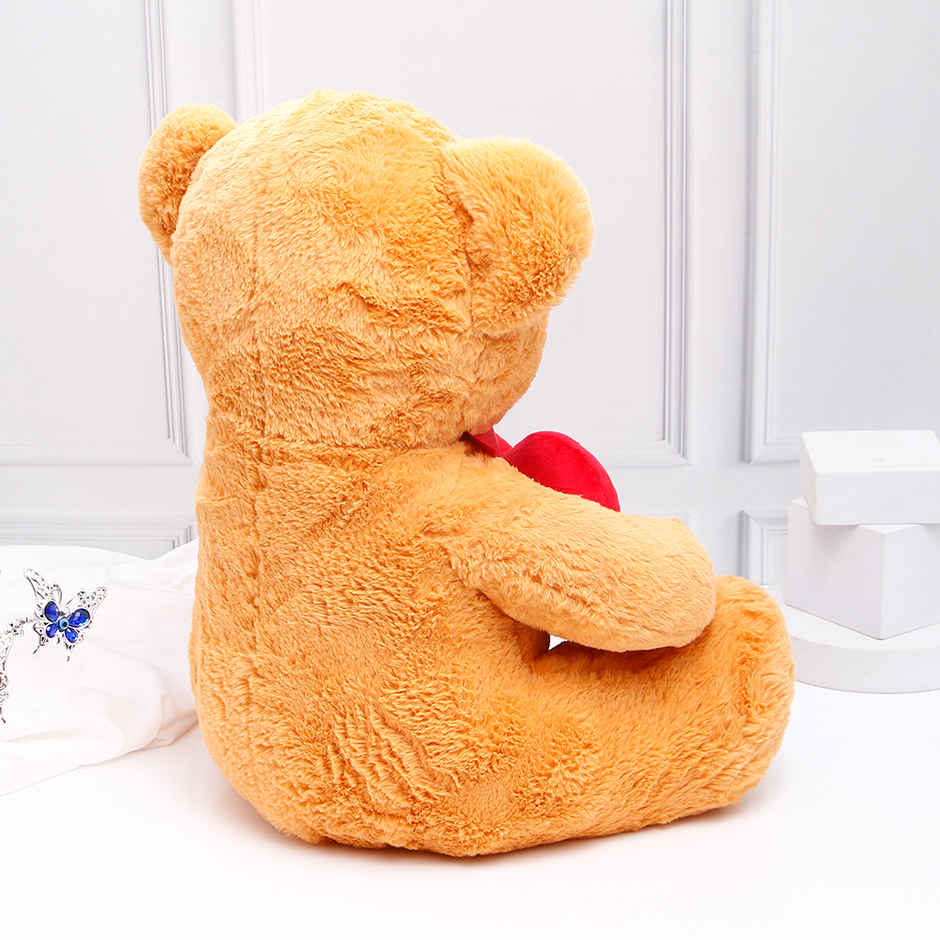 Archies Fluffy Teddy Bear Brown with Red Heart - 50 cm