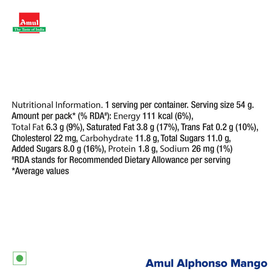 Amul Alphonso Mango Ice Cream Cup