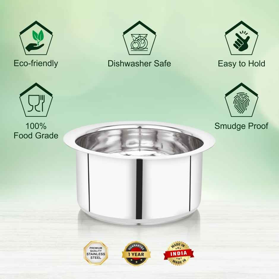 Steelera Stainless Steel Flat Bottom Tope / Cookware | Food Safe | 1.4 L, 2.4 L and 3.5 L